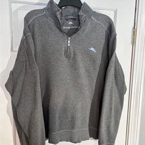 Tommy Bahama Charcoal Zip-Up Sweater size XL